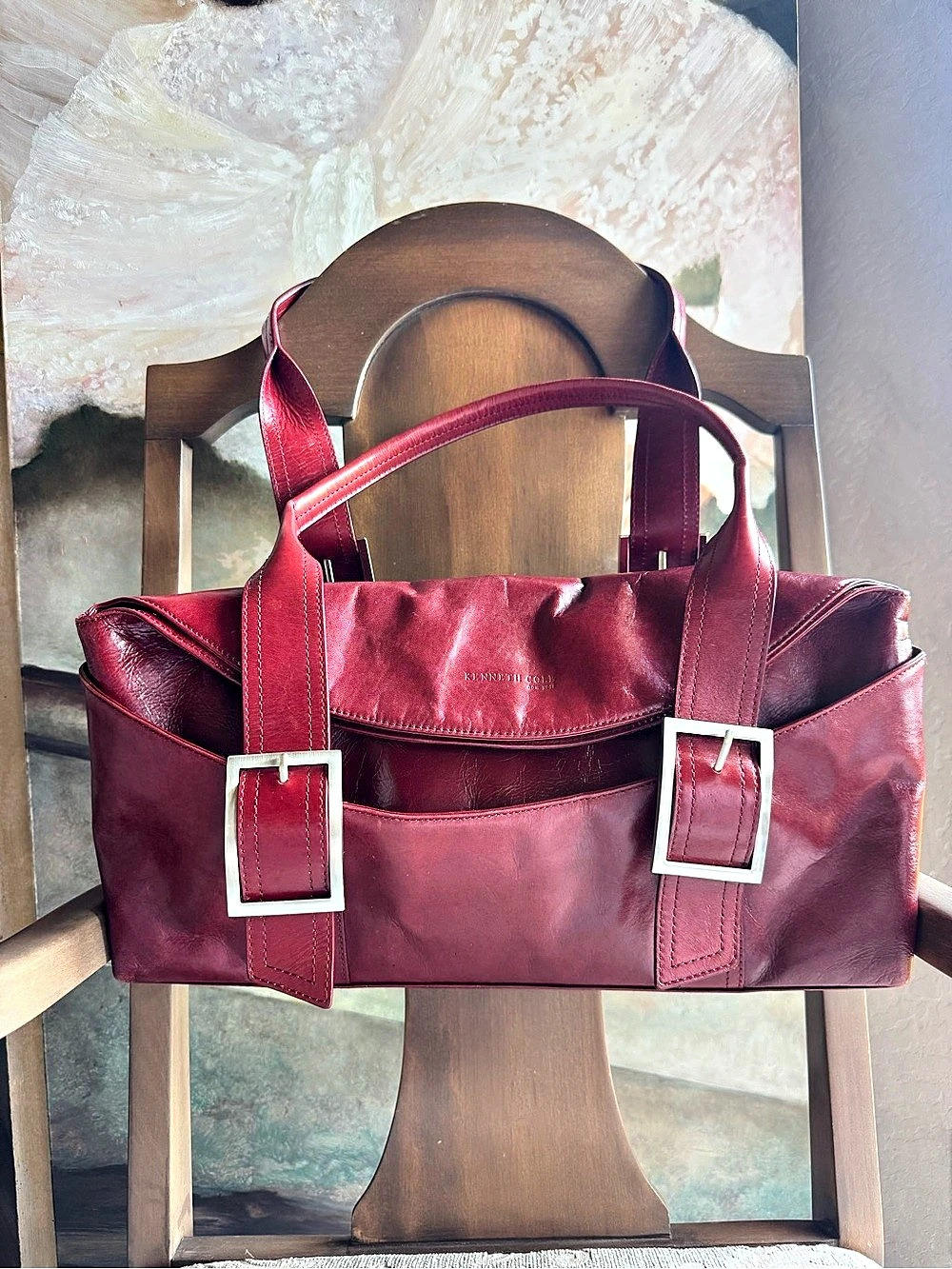 Kenneth Cole New York Leather Shoulder Bag in Red